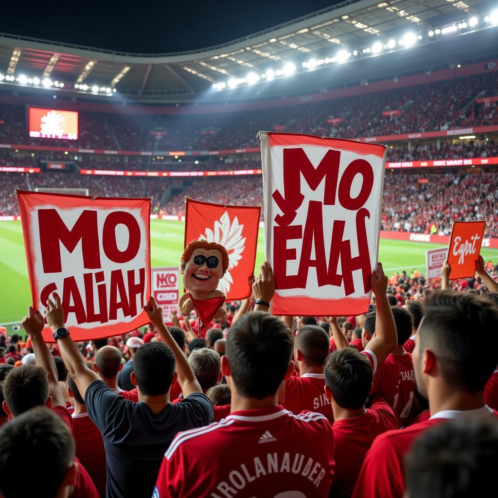 Fans cheering for Mo Salah