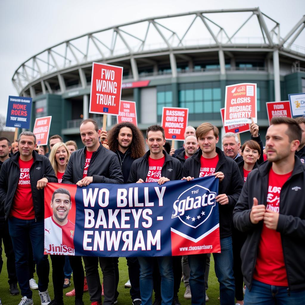 Fans protesting against club ownership