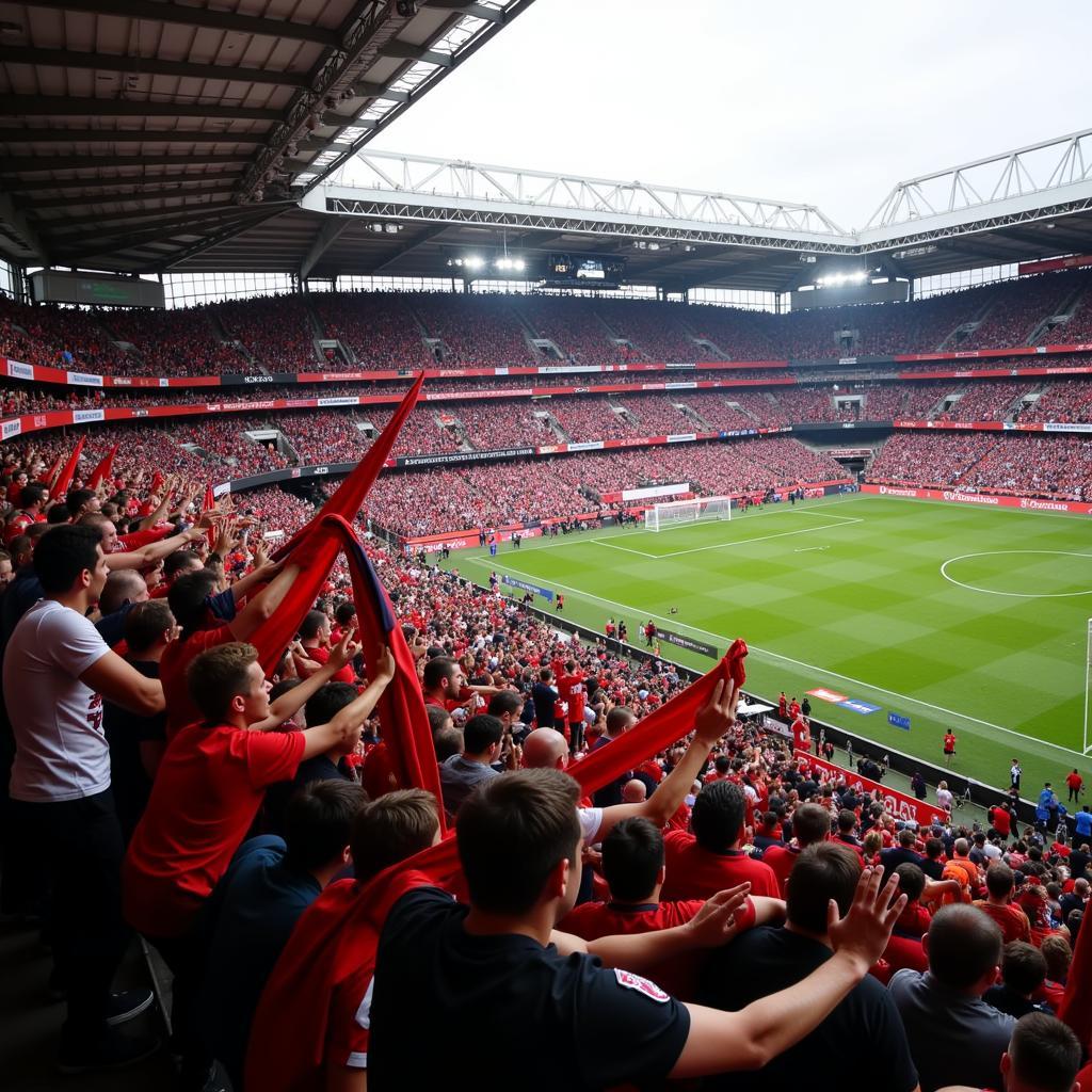 Fans showing their support for their favorite team in the stadium