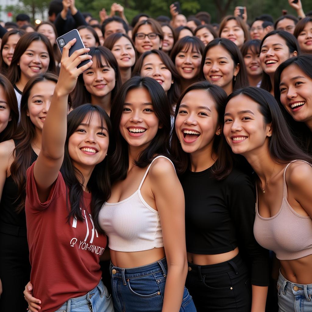 Fans taking photos with a Jav Idol