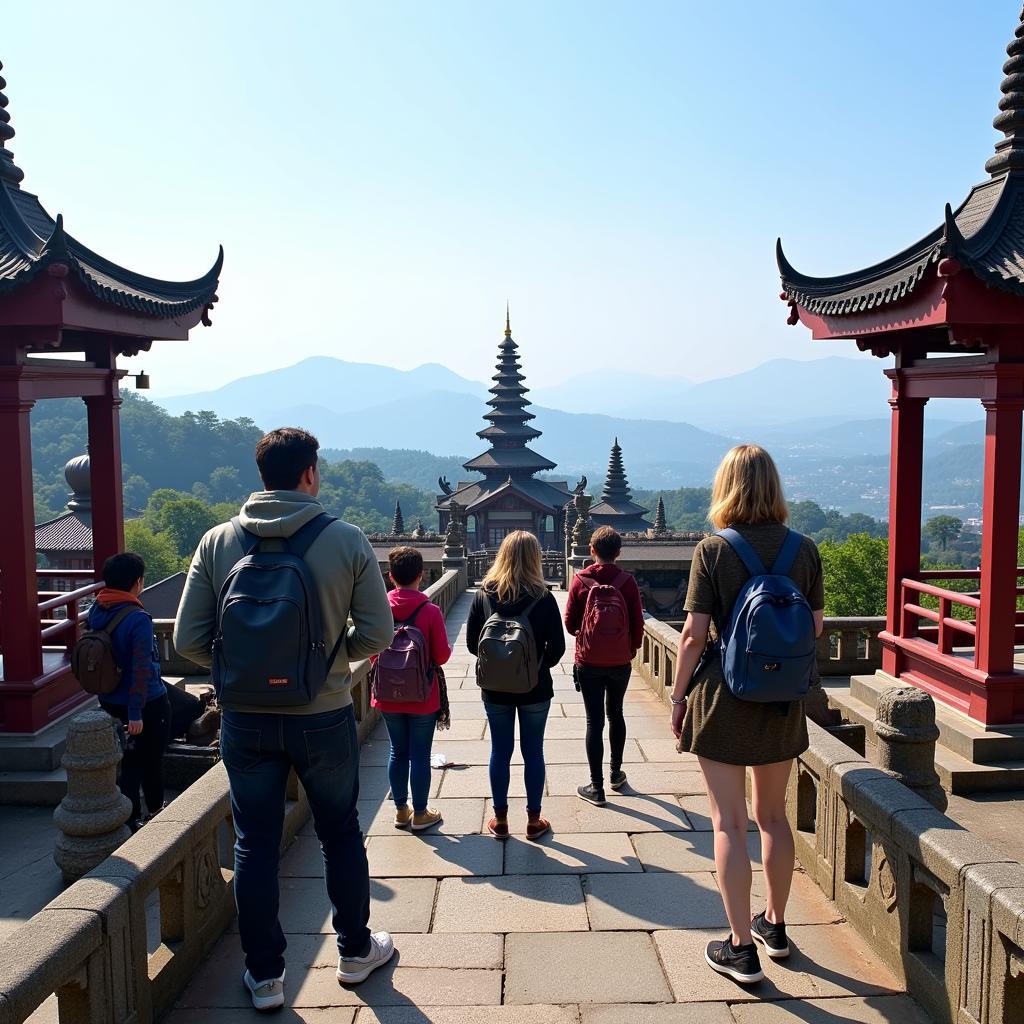 Visitors Experiencing the Tranquility of a Fansipan Pagoda