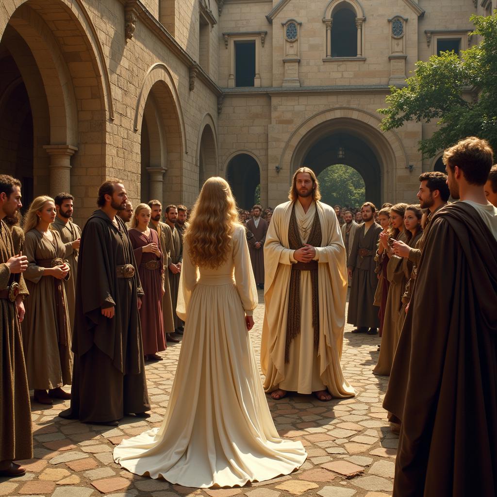 Faramir and Éowyn's wedding ceremony in Gondor