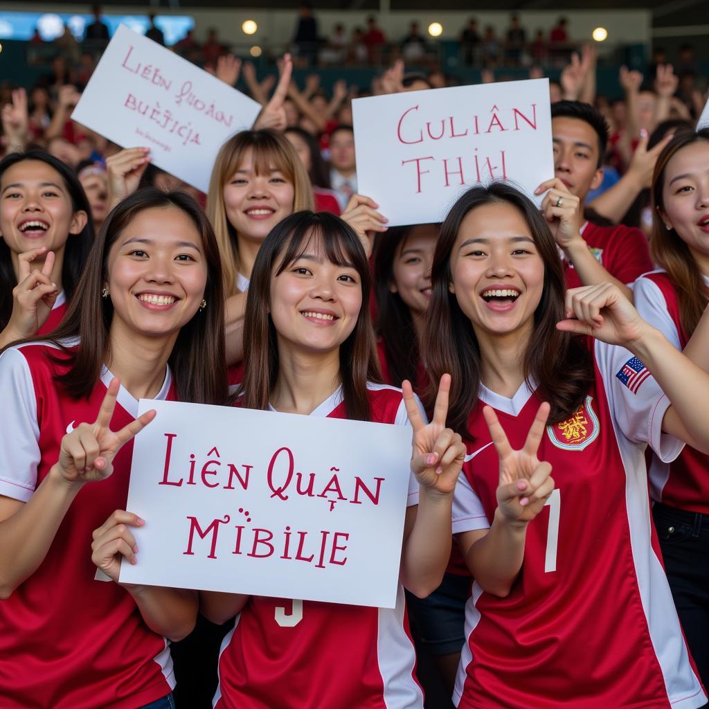 Female Liên Quân Mobile fans gather for a tournament.