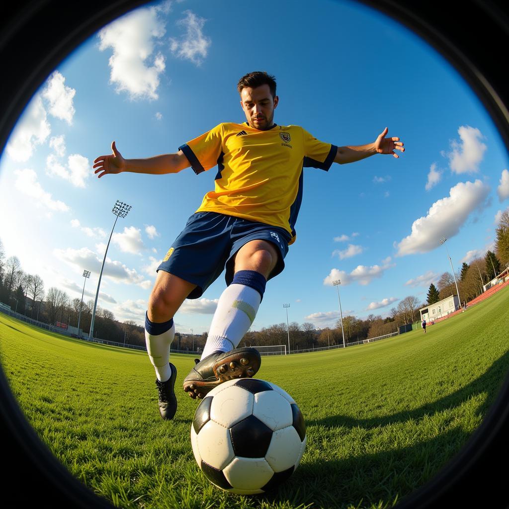 Fisheye Football Action Shot