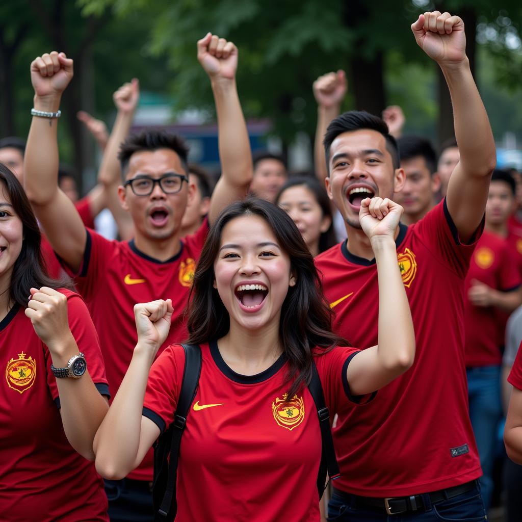 Football Fans in Cau Giay, Hanoi