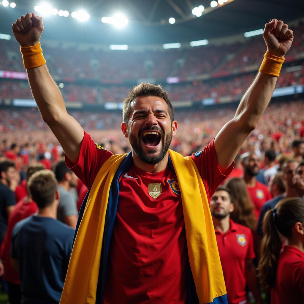 Football Fan Celebrating a Goal