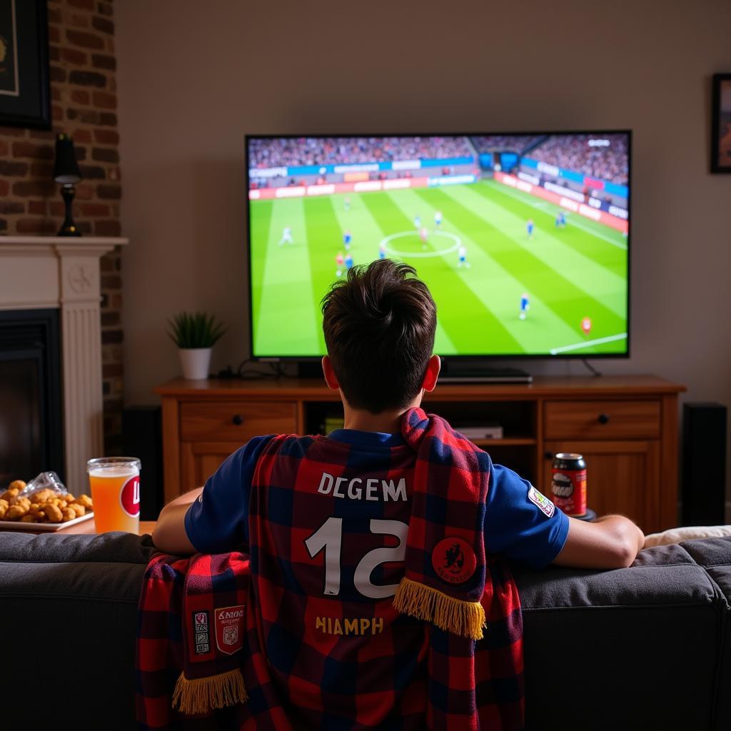 Fan Watching Football on TV