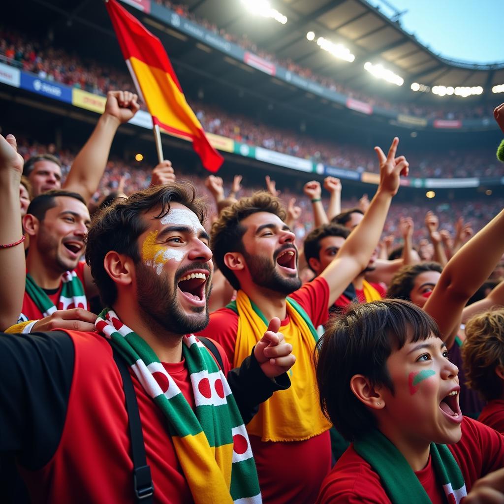 Football Fans Cheering in a Stadium