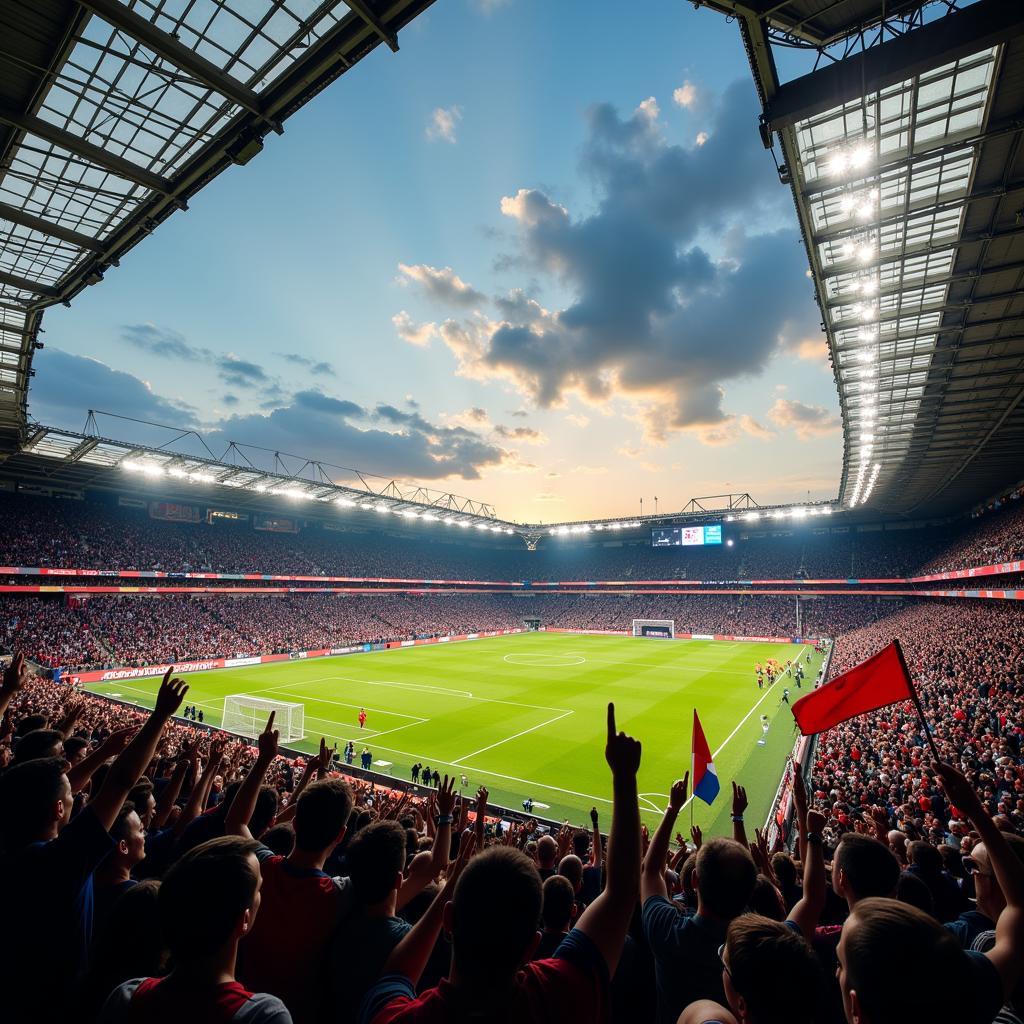 Football Fans Cheering in a Stadium