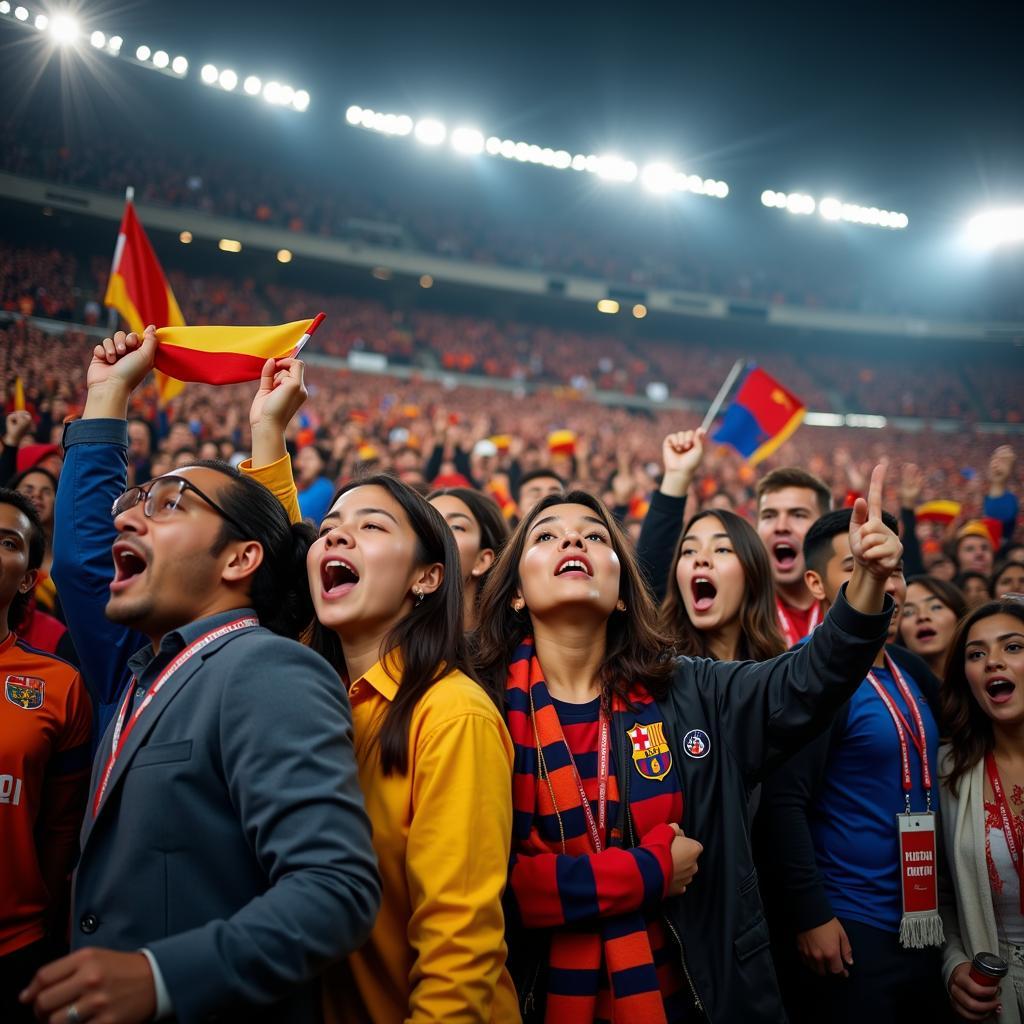 Football Fans Singing in Stadium