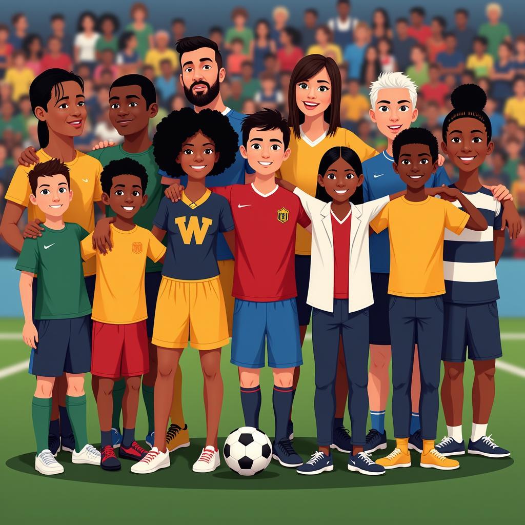 Football fans showcasing unity and diversity, celebrating the shared passion for the sport