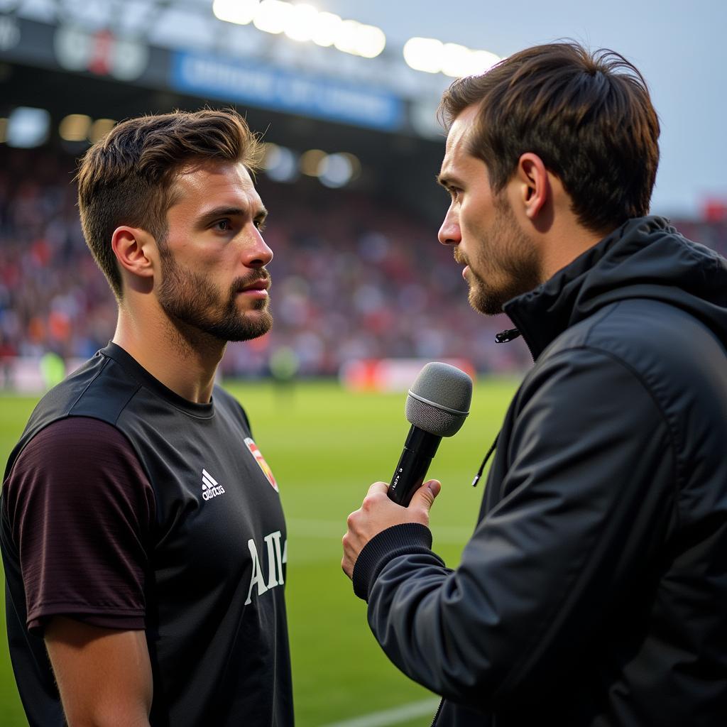 Football Player Giving Interview After Match