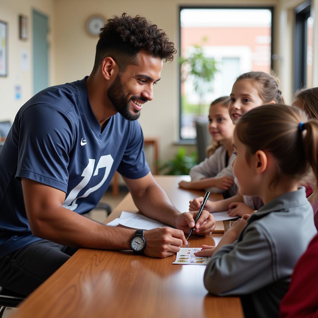 Football Player Visiting Children's Hospital