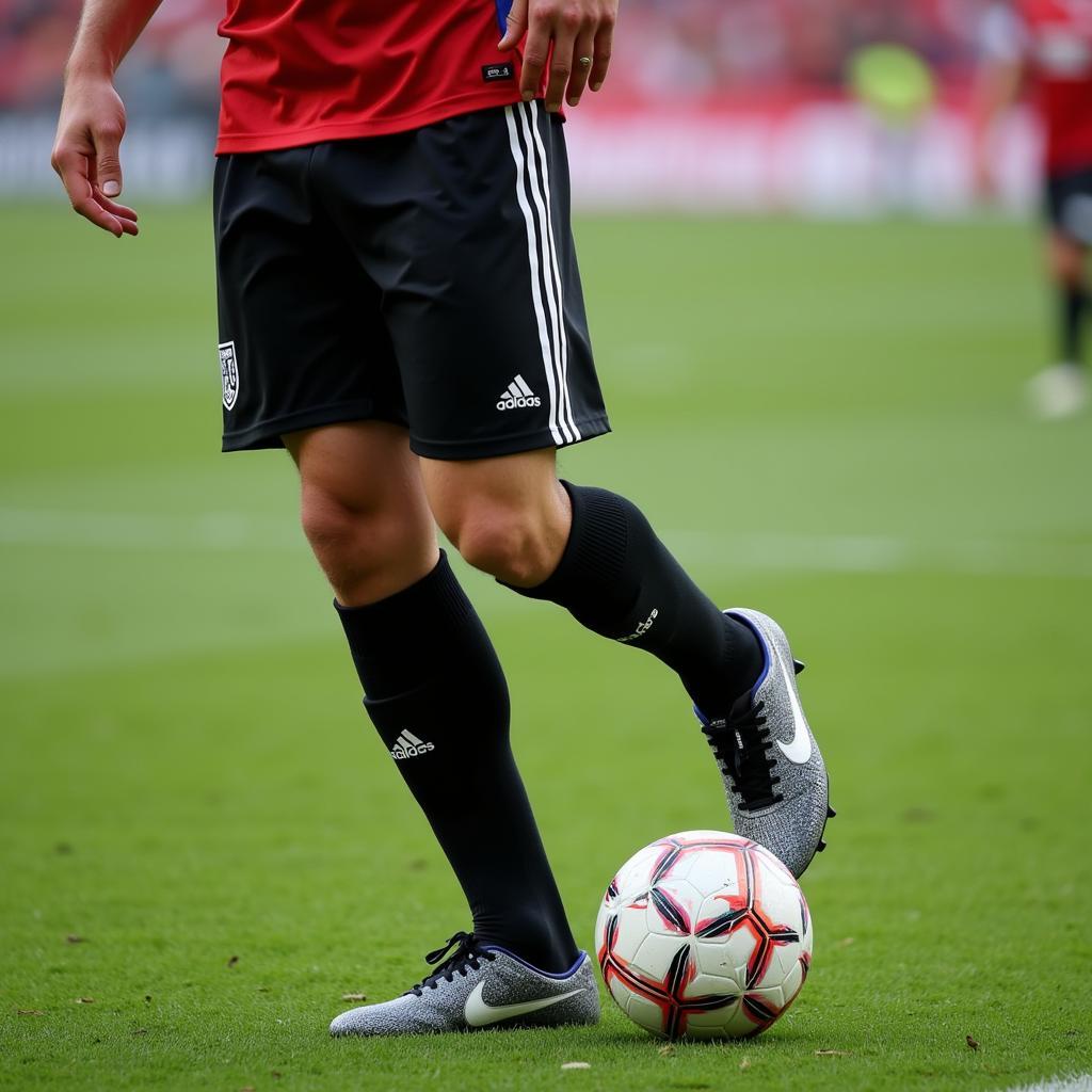 Football player wearing boots