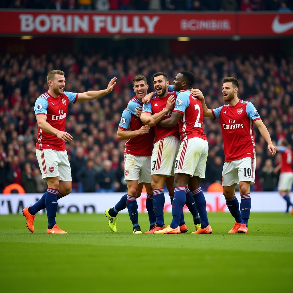 Football Team Celebrating a Goal