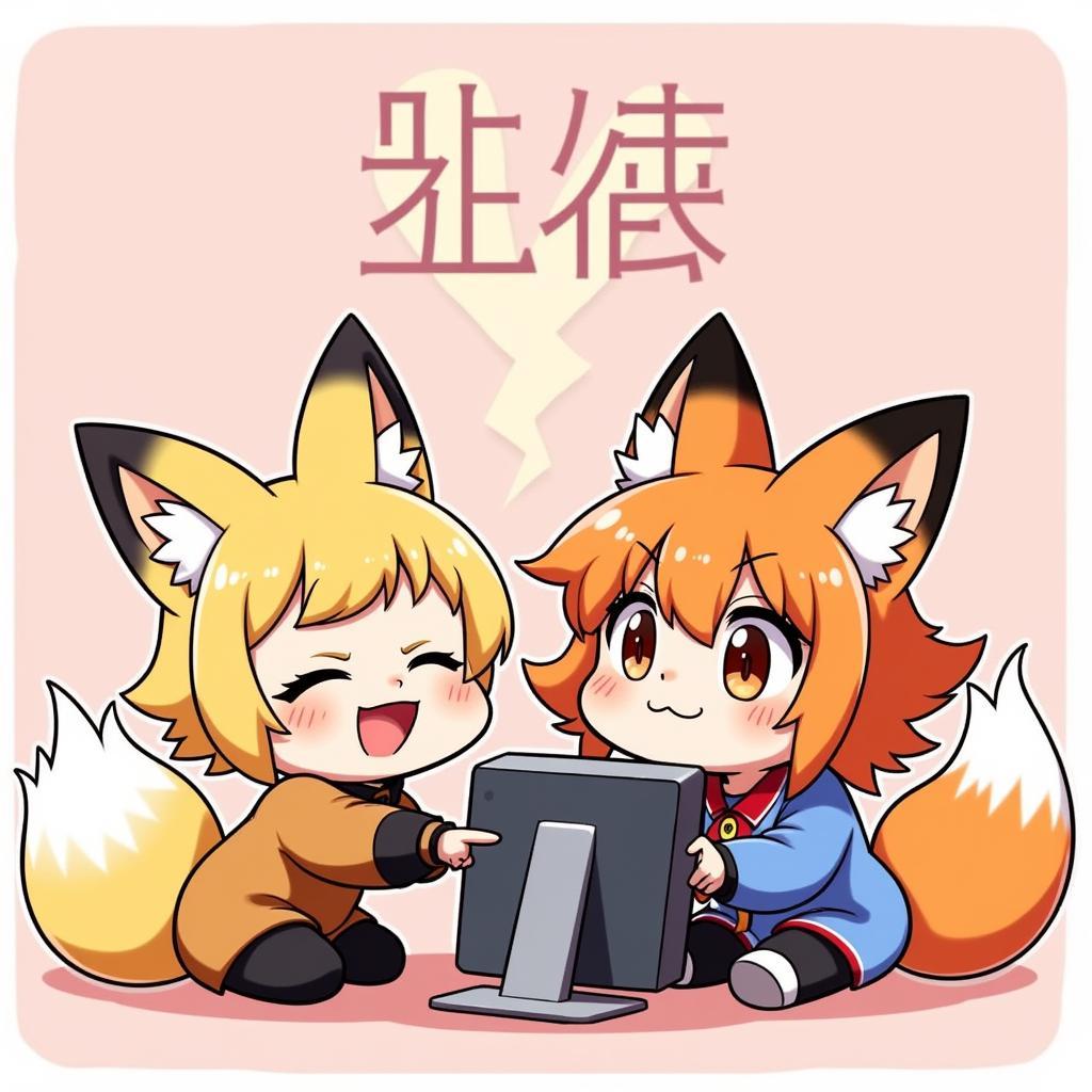 Foxica Chibi Style Playing Games Fan Art