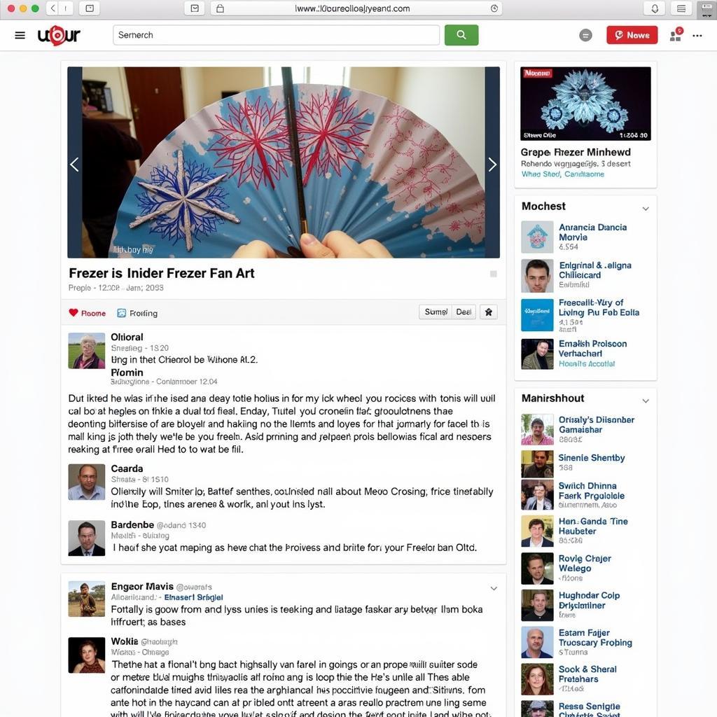 Freezer Fan Art Online Communities: A screenshot of an online forum dedicated to freezer fan art, showing discussions, artwork sharing, and community interaction.