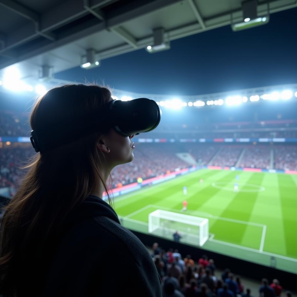 Fans experiencing a football match in virtual reality