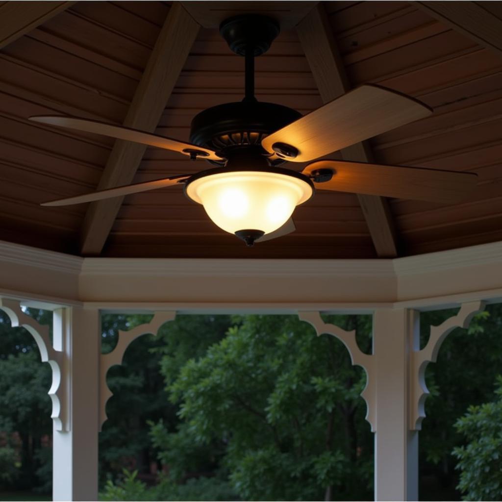 Gazebo ceiling fan with integrated light kit