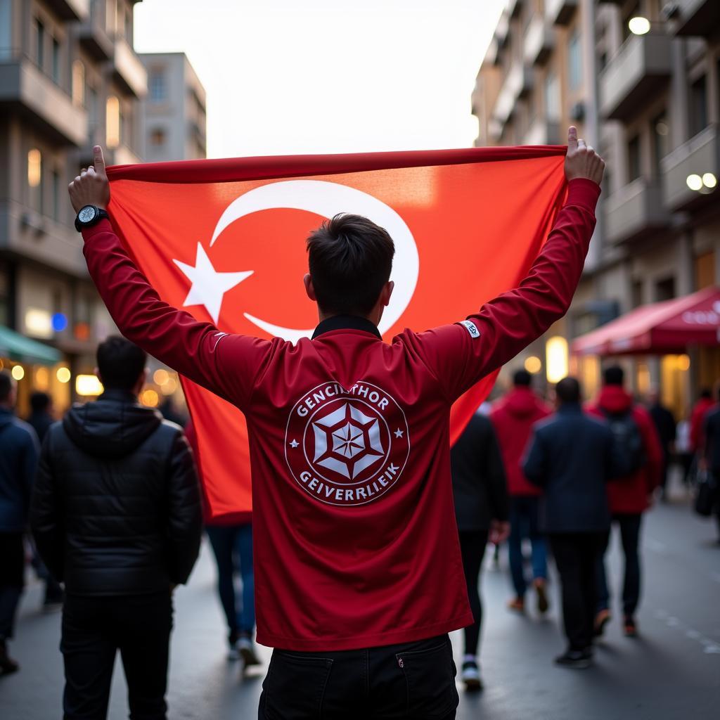 Gençlerbirliği S.K. Fan Holding Flag on Ankara Streets