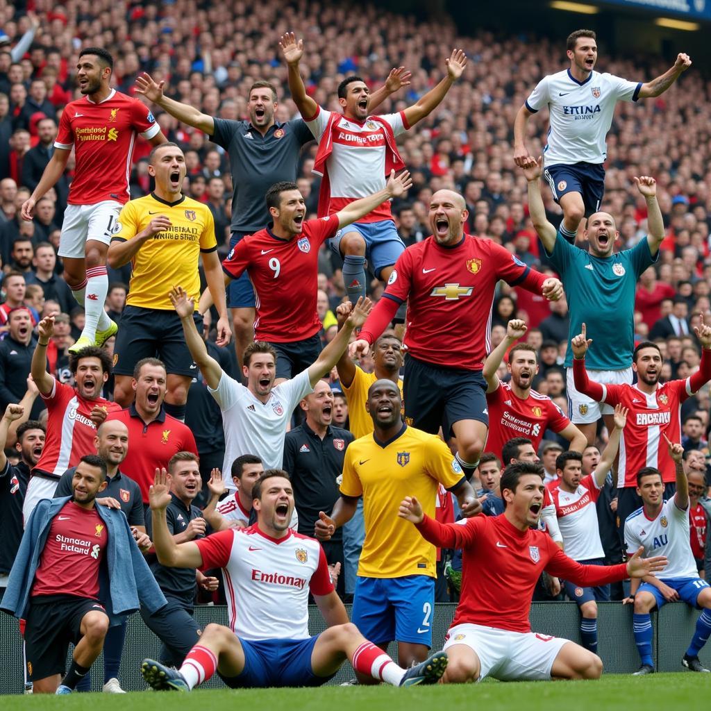 Global Football Fans Celebrating