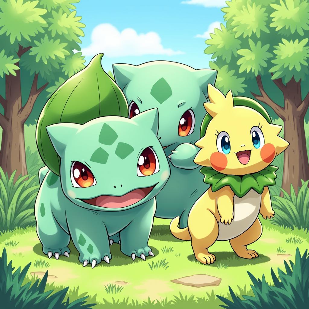 Grass Pokemon Fan Art Featuring Starters