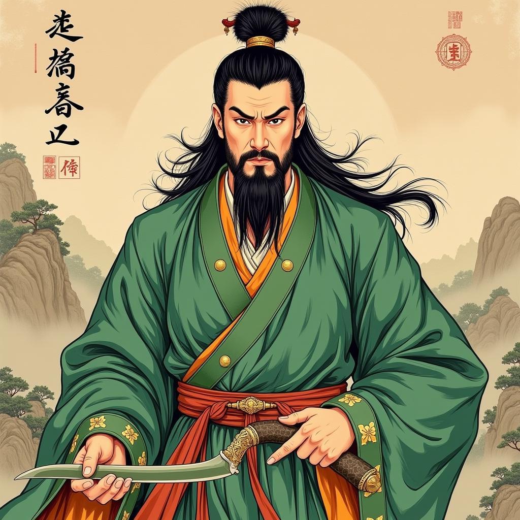 A Traditional Chinese Painting of Guan Yu