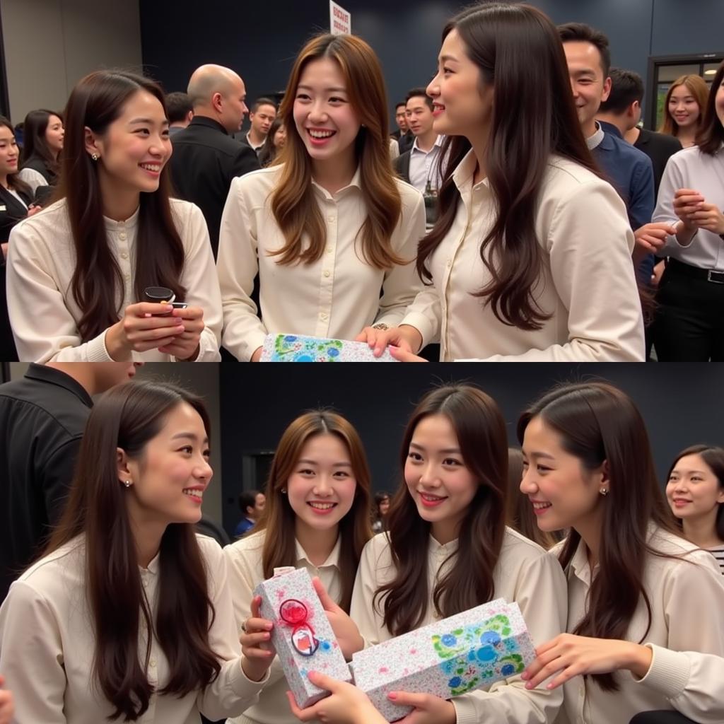 gugudan interacting with fans at The Show mini fan meeting on November 14, 2017.