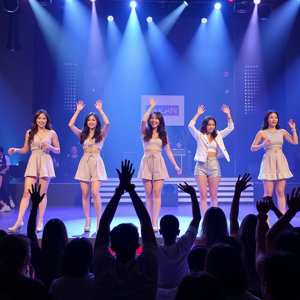 gugudan performing on stage at The Show mini fan meeting on November 14, 2017.