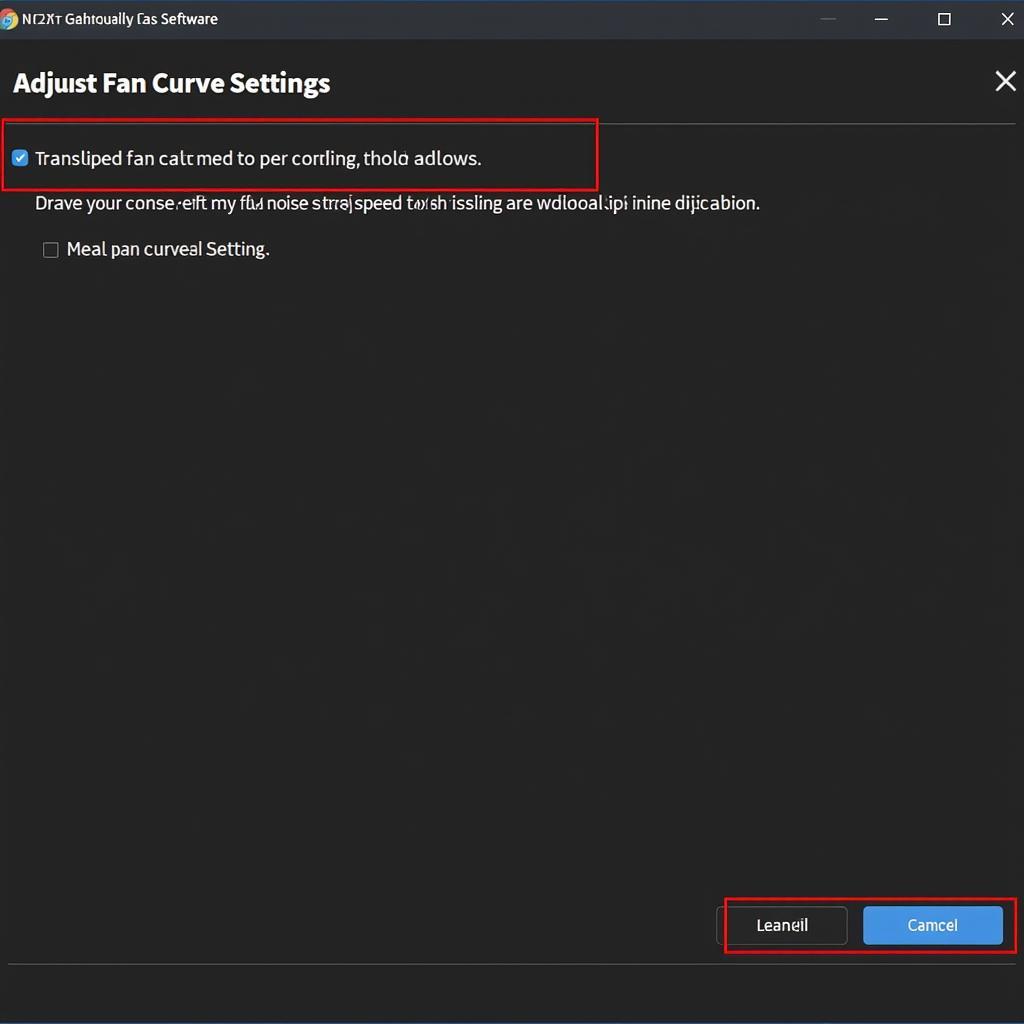 Screenshot of the NZXT CAM software interface showing the fan curve adjustment settings for the h500i case fan.