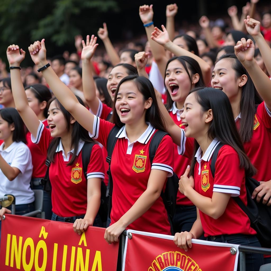 Hanoi High School Students Cheering