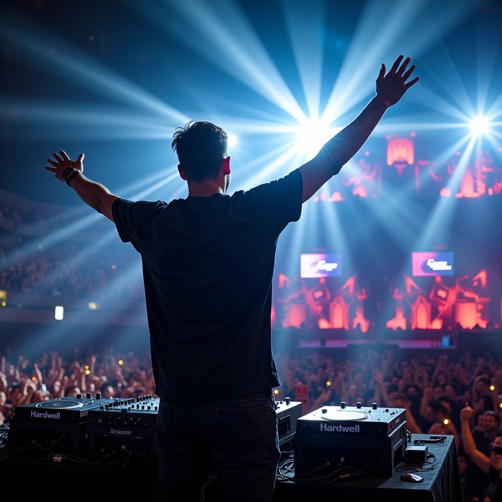 Hardwell performing live at a music festival