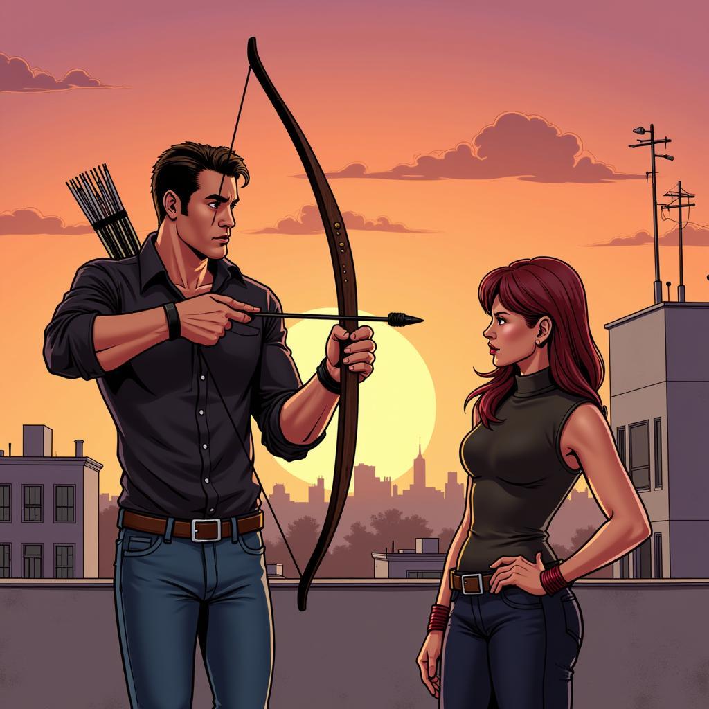 Clint Barton training Kate Bishop, showcasing their mentor-mentee relationship