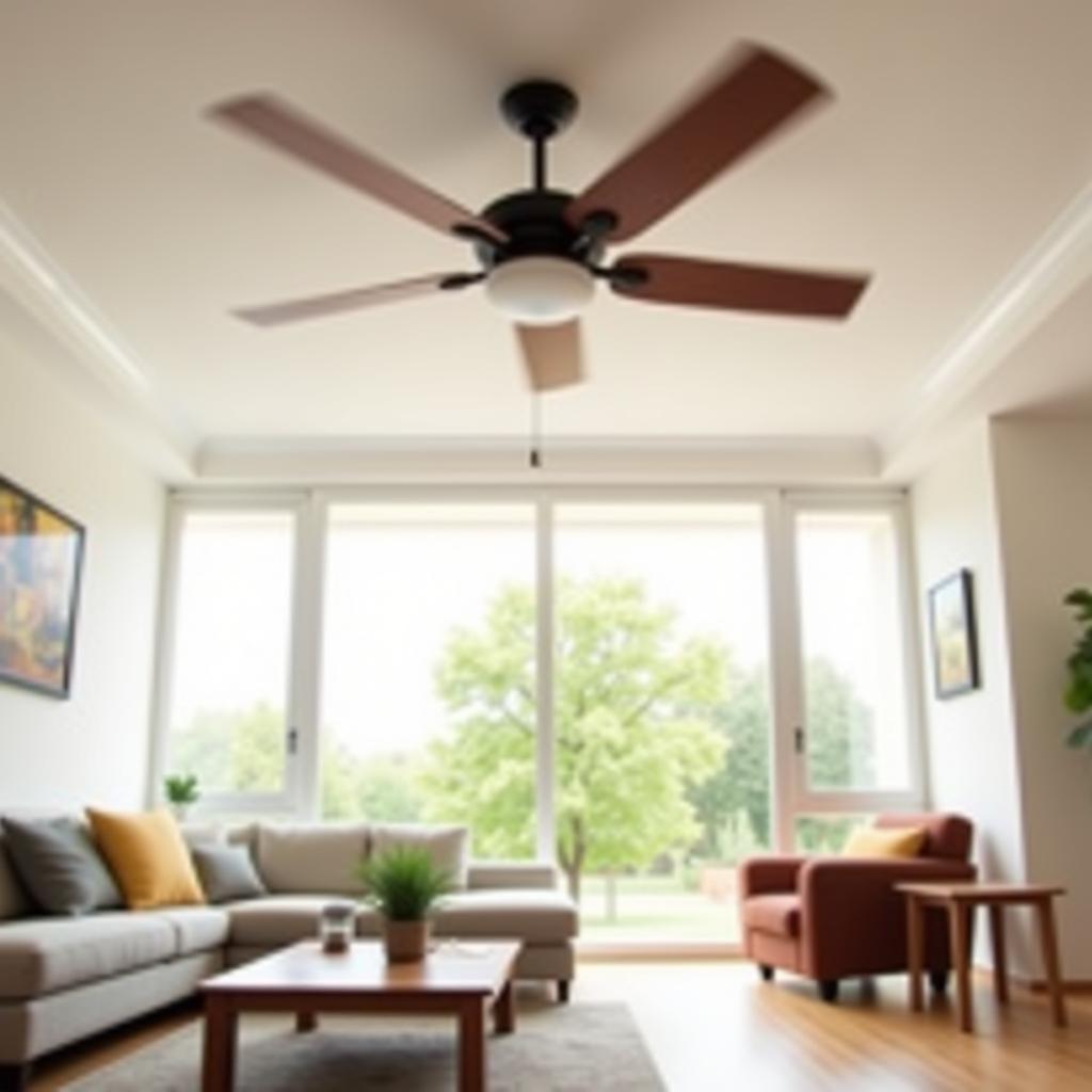 High RPM Ceiling Fan Effectively Cooling a Large Room