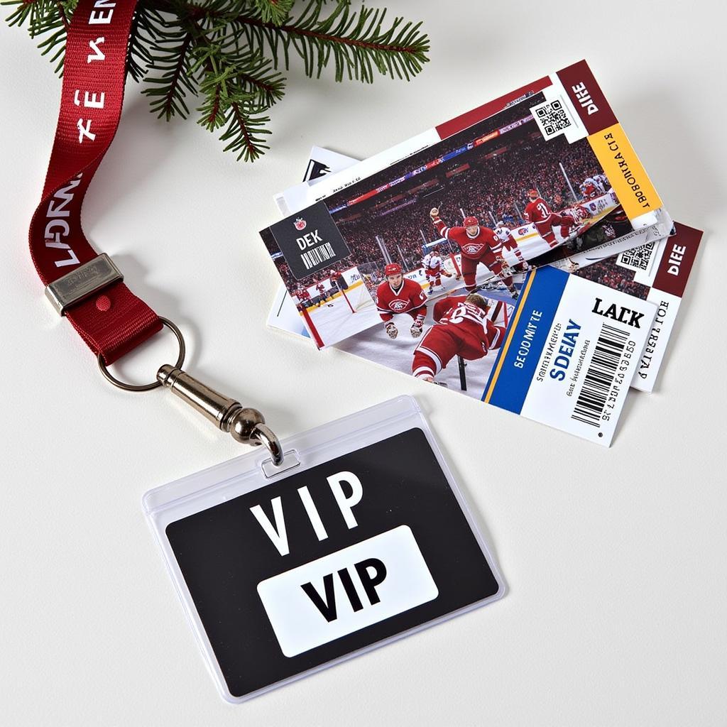 Hockey tickets and VIP lanyard