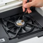 Cleaning the fan of an HP Color LaserJet CP1320 printer