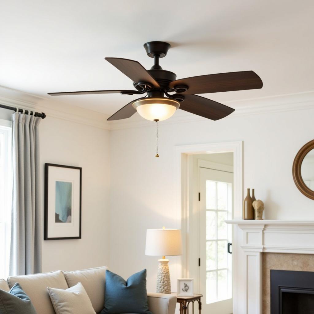 Hunter Savoy Ceiling Fan Classic Bronze in a Living Room Setting