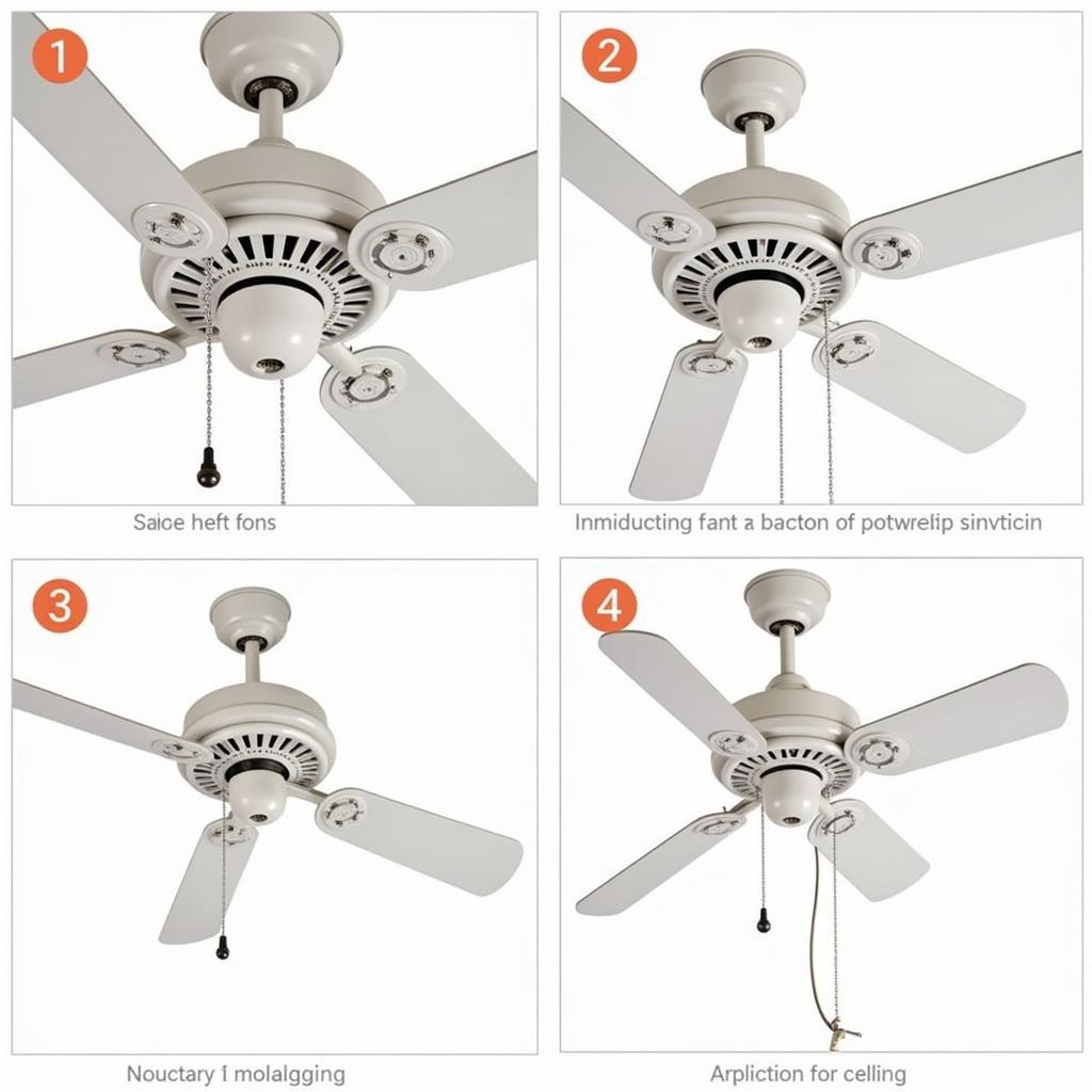 Steps involved in installing a 40 inch ceiling fan, highlighting safety precautions and proper wiring techniques.