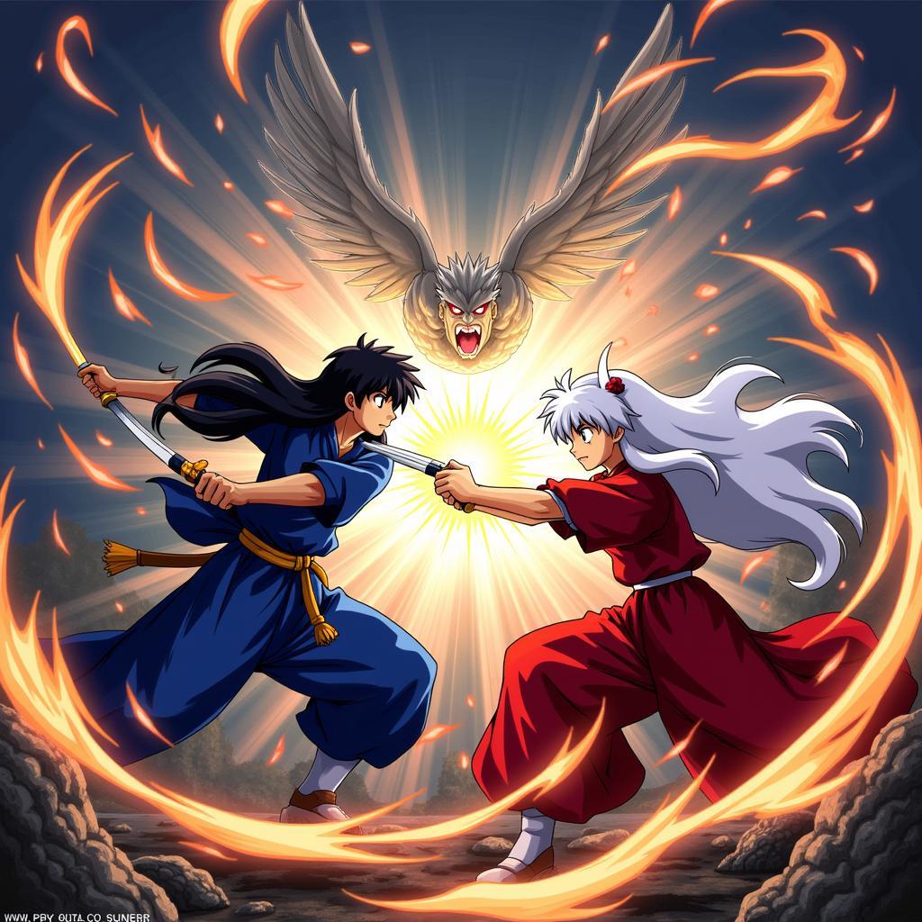 Inuyasha and Sesshomaru in an Epic Battle Fan Art