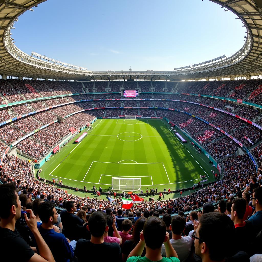 Iranian fans filling the Azadi Stadium