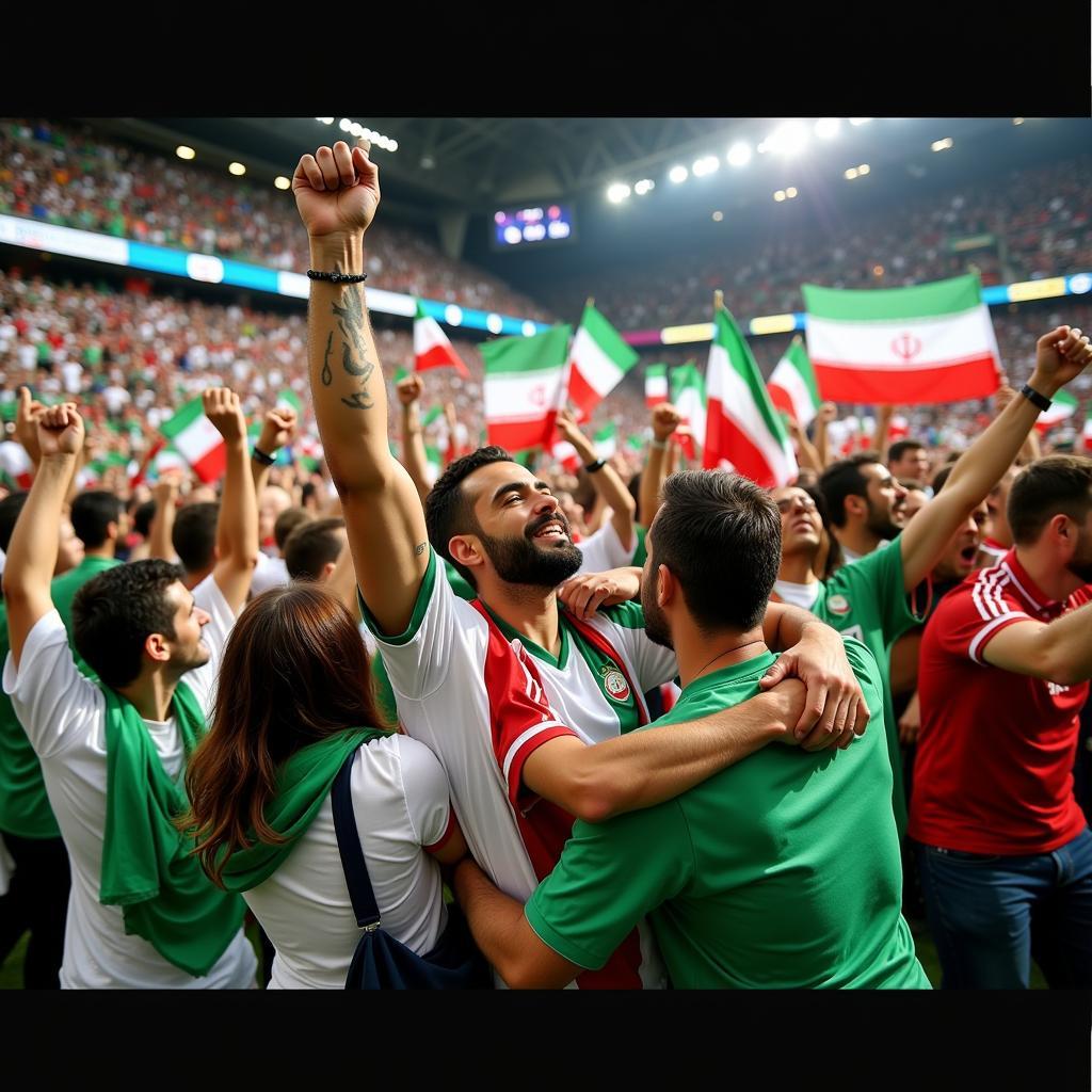 Iranian fans celebrating a goal at the World Cup