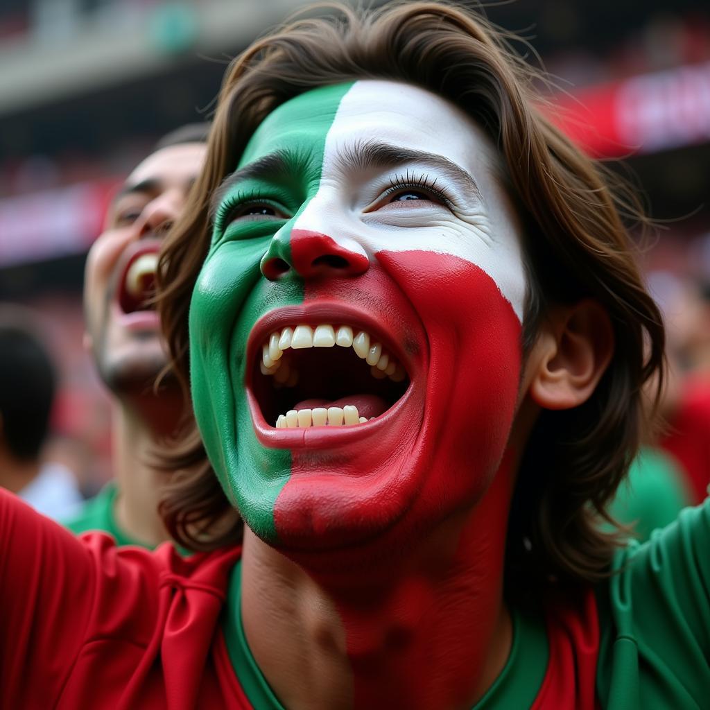 Iranian Fan Celebrates a Goal