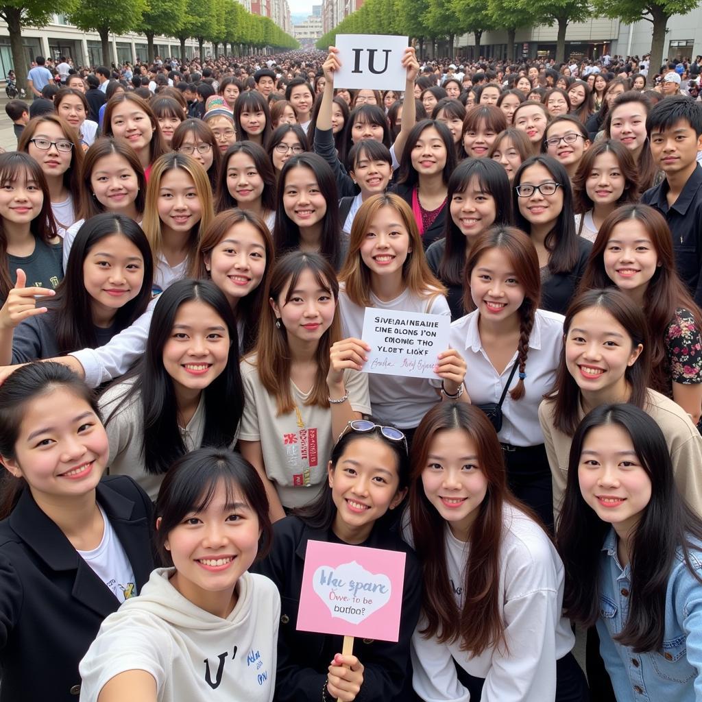 A group of IU fans gathered together