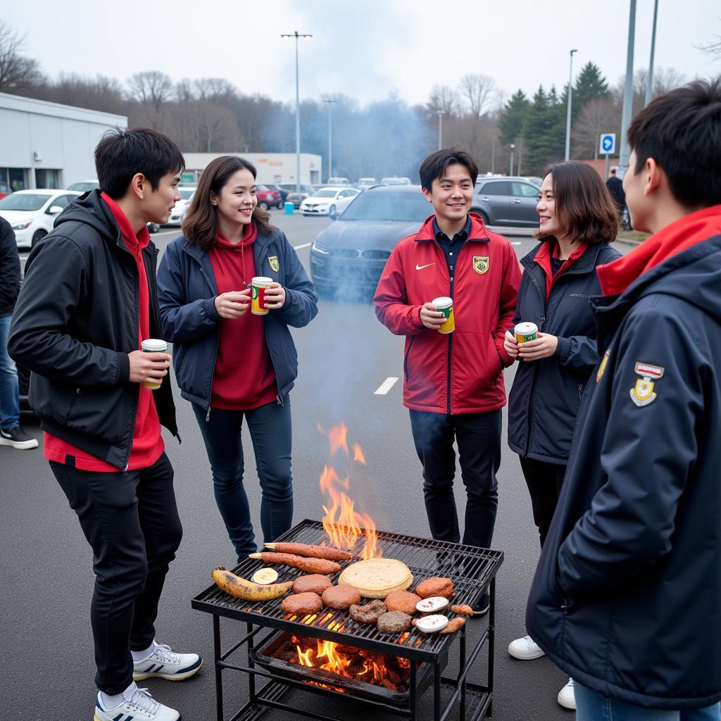 J League fans tailgating before a match