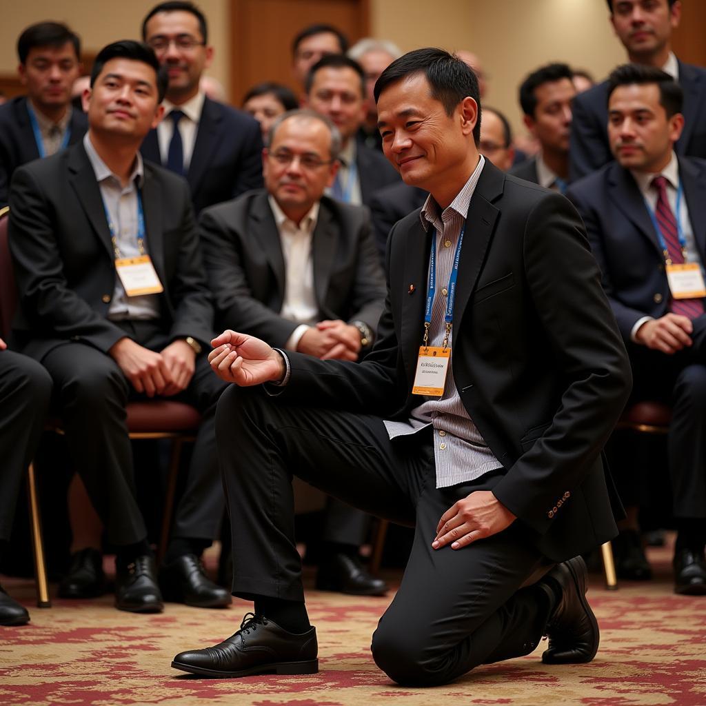 Fan Kneeling Before Jack Ma