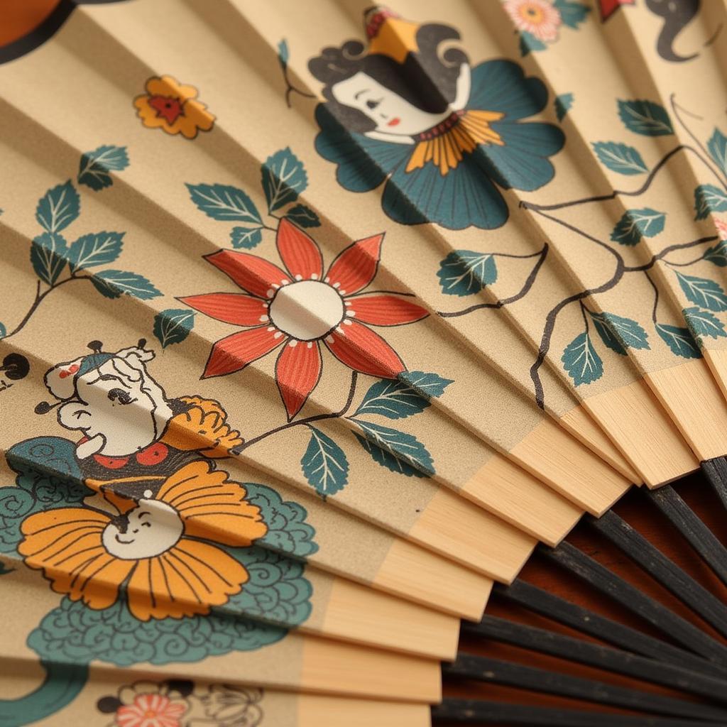 Close-Up of Japanese War Fan Details