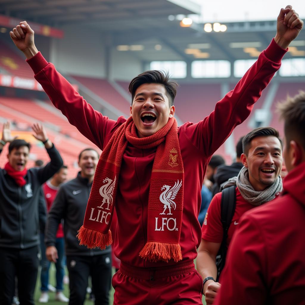 Jin Celebrating a Liverpool Goal