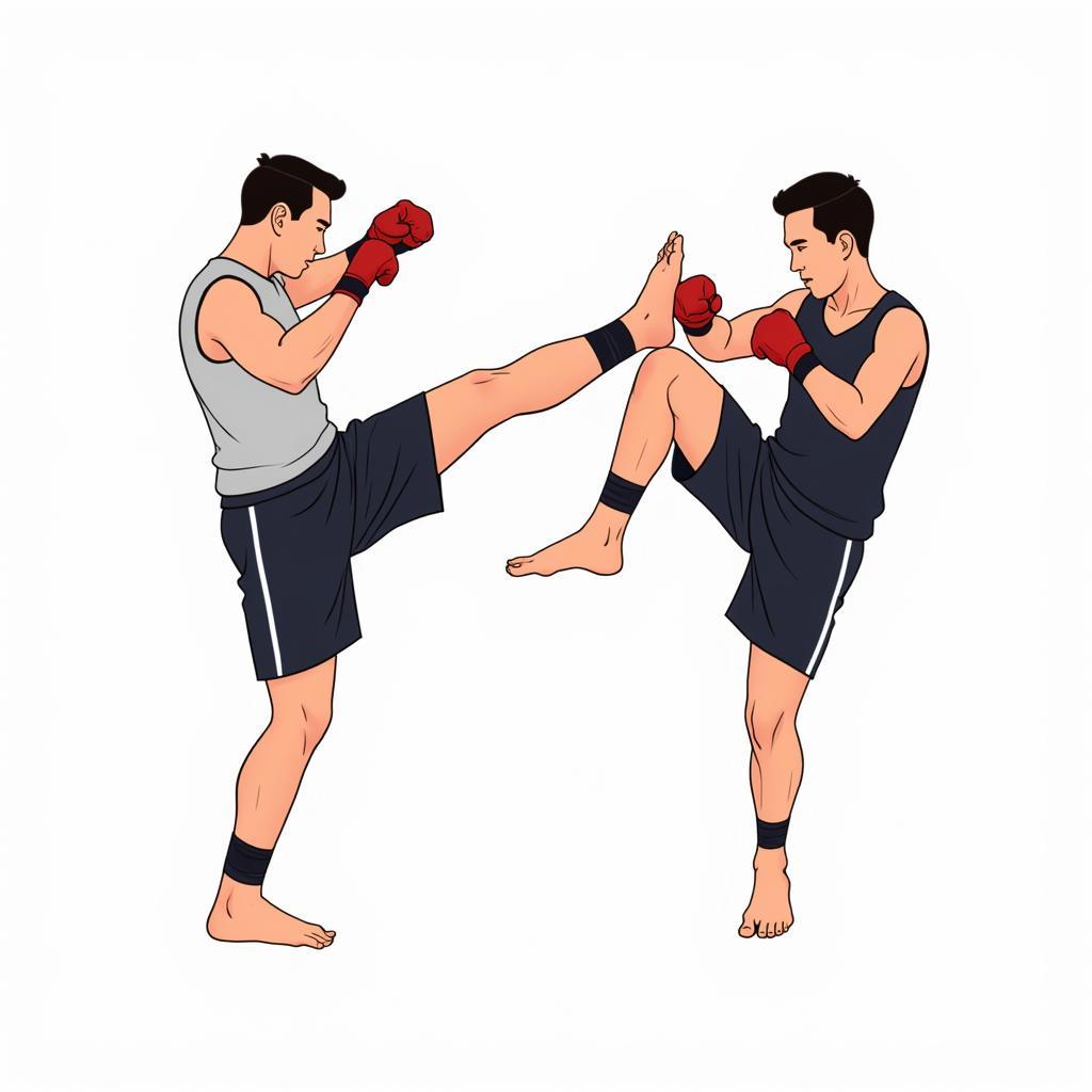 Practitioners performing a Jun Fan Kickboxing footwork drill