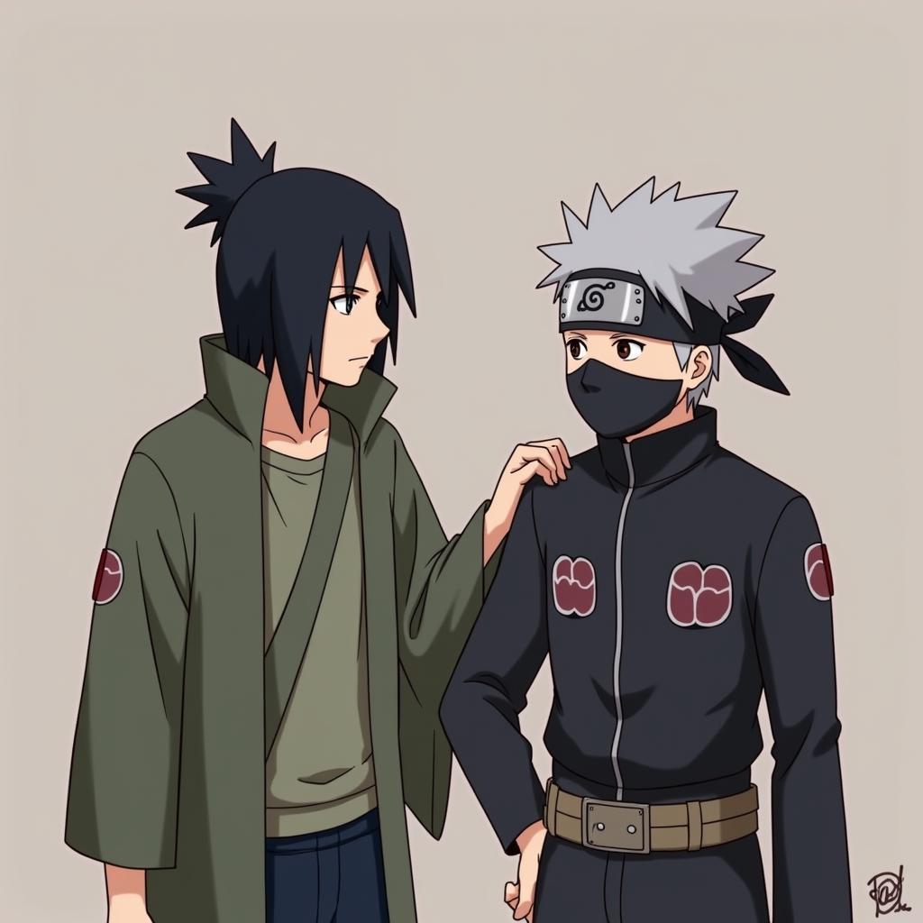 Kakashi with his sensei Minato Namikaze