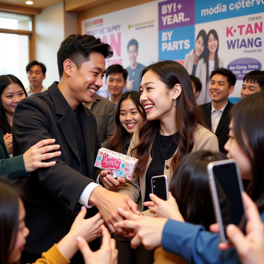 Kelvin Khanh and Khoi My interacting with fans at their Seoul fan meeting